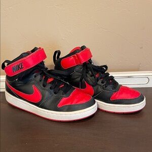Nike Black and Red High-Top Sneakers